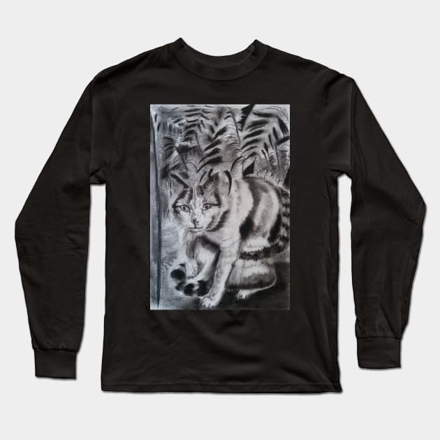 Prowling cat Long Sleeve T-Shirt by AllansArts